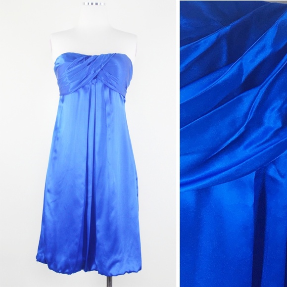 Cache Dresses & Skirts - Cache Silk Strapless Royal Blue Short Empire Dress